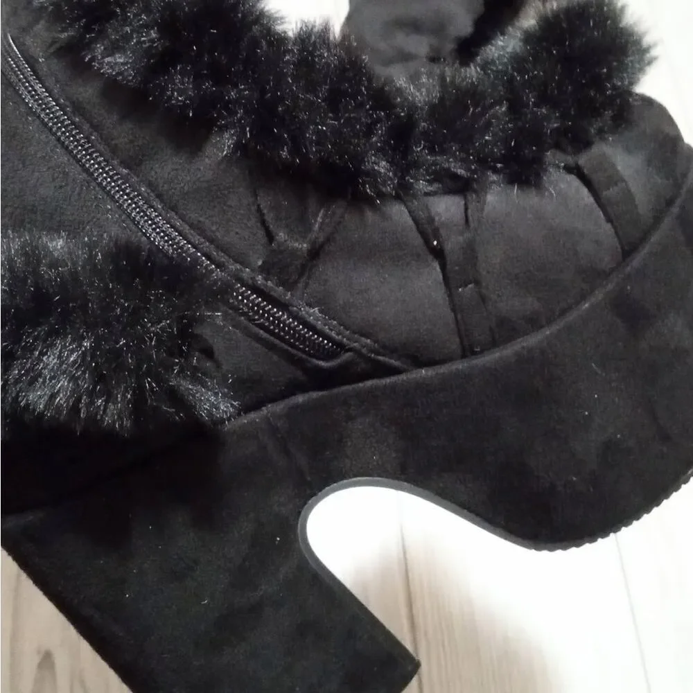 (T-4370) Platform Snow Boots for Women Furry Cozy Knee High Boots Sz 35 (4.5)